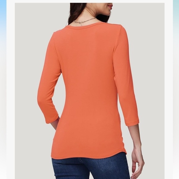 NEW 3/4 Length Sleeve Shirts Boat Neck Slim Fit Casual T-Shirts Basic Tees - Picture 4 of 7